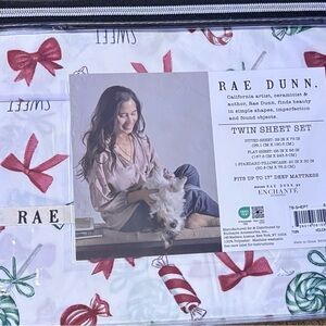 Rae Dunn Holiday Christmas Candy Sheet Set - Twin Size - 17-inch Deep Pockets